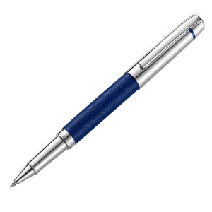 BOLÍGRAFO PLATEADO Y AZUL PERSONALIZADO