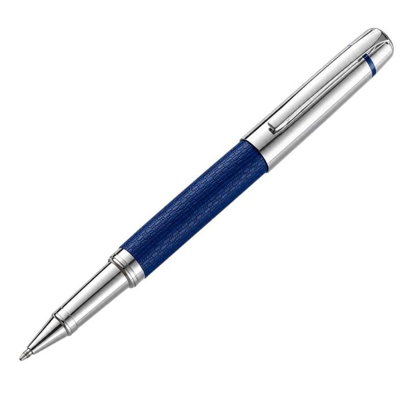 BOLÍGRAFO PLATEADO Y AZUL PERSONALIZADO