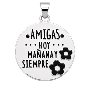 COLGANTE AMIGAS HOY MAÑANA Y SIEMPRE, PLATA DE LEY