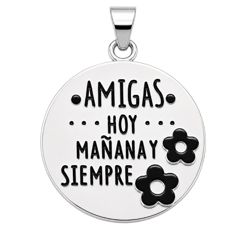 COLGANTE AMIGAS HOY MAÑANA Y SIEMPRE, PLATA DE LEY