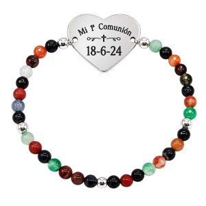 PULSERA PIEDRAS COLORES PERSONALIZADA, PLATA DE LEY 925
