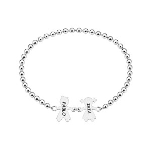 PULSERA BOLAS PLATA CON NIÑOS Y NIÑAS PARA GRABAR