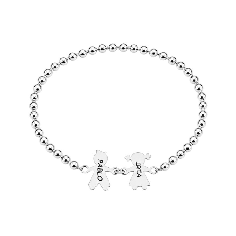 PULSERA BOLAS PLATA CON NIÑOS Y NIÑAS PARA GRABAR