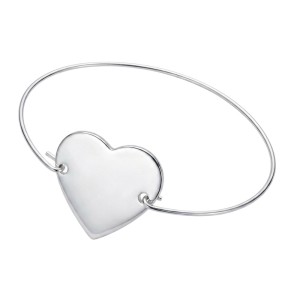 PULSERA HILO PLATA DE LEY CON CHAPA CORAZÓN PARA GRABAR