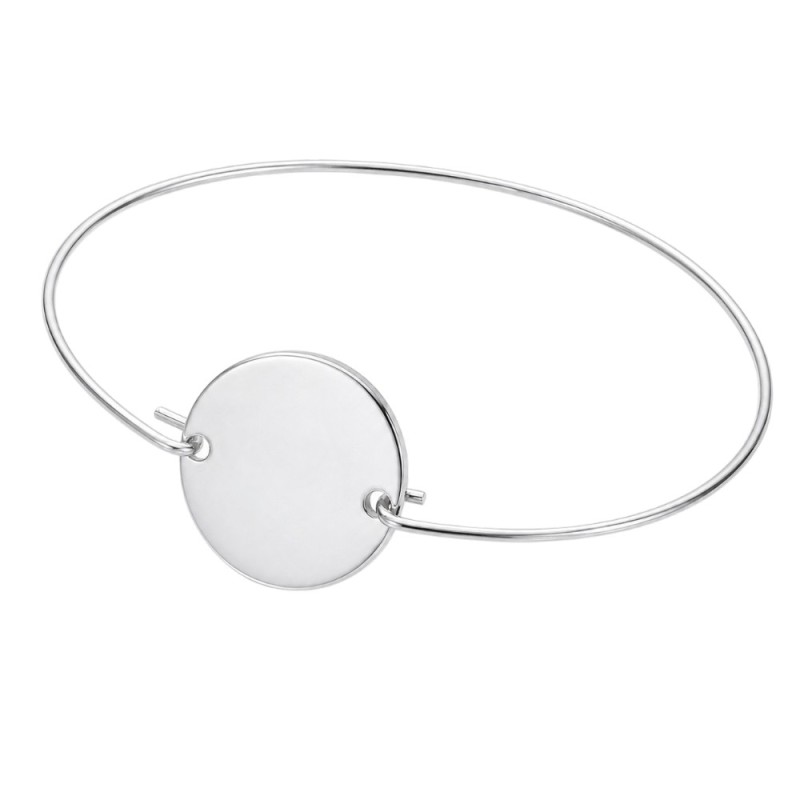 PULSERA HILO PLATA DE LEY CON CHAPA REDONDA PARA GRABAR