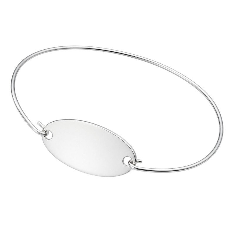 PULSERA HILO PLATA DE LEY CON CHAPA OVALADA PARA GRABAR