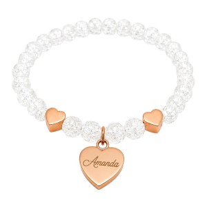 PULSERA CRISTAL ESCARCHADO CON CORAZÓN PARA GRABAR
