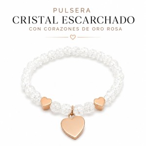 PULSERA CRISTAL ESCARCHADO CON CORAZÓN PARA GRABAR