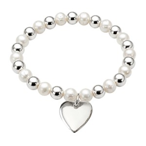 PULSERA PLATA DE LEY Y PERLAS CON MEDALLA PERSONALIZADA