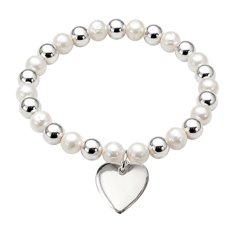 PULSERA PLATA DE LEY Y PERLAS CON MEDALLA PERSONALIZADA