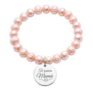 PULSERA PERLAS NATURALES CON MEDALLA PERSONALIZADA, PLATA DE LEY 925