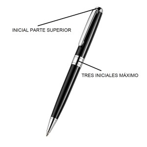 bolígrafos color negro con iniciales grabadas