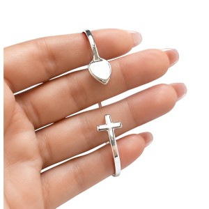 PULSERA PLATA CRUZ CORAZÓN AJUSTABLE