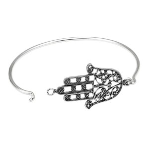 PULSERA RÍGIDA CON MANO DE FÁTIMA 100% PLATA DE 1ª LEY