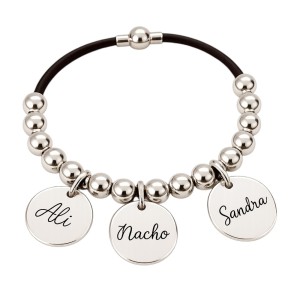 PULSERA PERSONALIZADA CON MEDALLAS GRABADAS