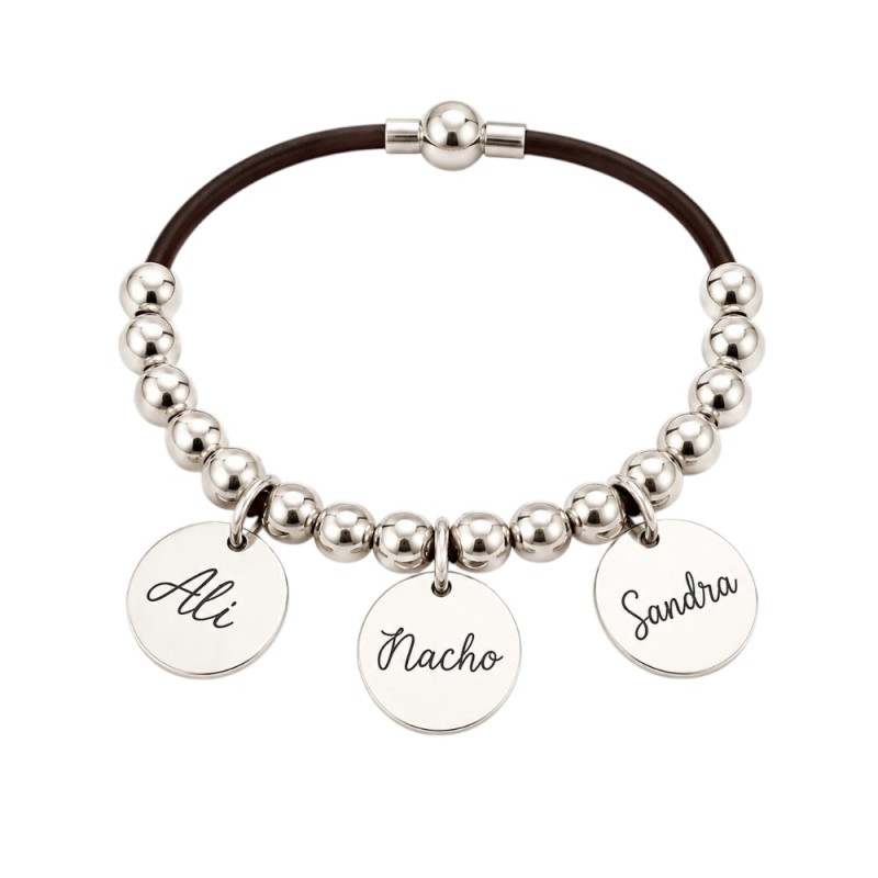 PULSERA PERSONALIZADA CON MEDALLAS GRABADAS