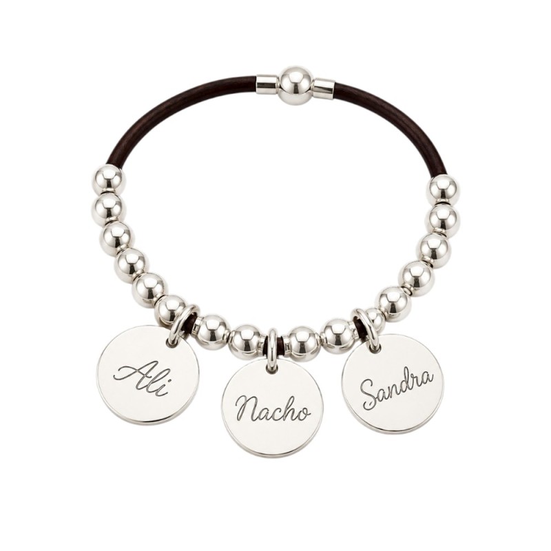 PULSERA PERSONALIZADA CON MEDALLAS GRABADAS