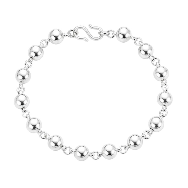 PULSERA BOLAS MACIZAS PLATA DE LEY 8 MM