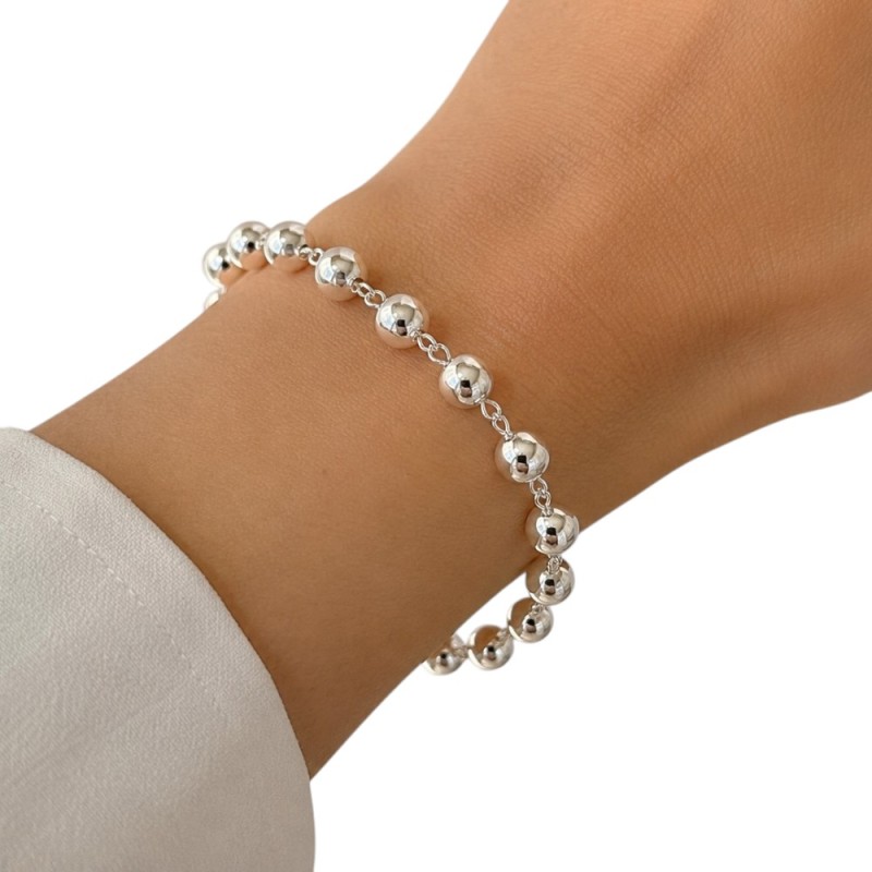 PULSERA BOLAS MACIZAS PLATA DE LEY 8 MM