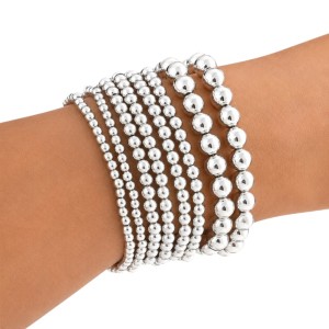 PULSERA BOLAS CHAPADO PLATA, VARIAS MEDIDAS