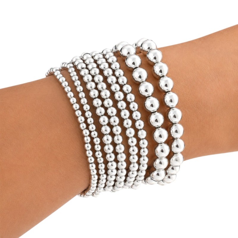 PULSERA BOLAS CHAPADO PLATA, VARIAS MEDIDAS