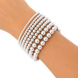 PULSERA BOLAS CHAPADO PLATA, VARIAS MEDIDAS