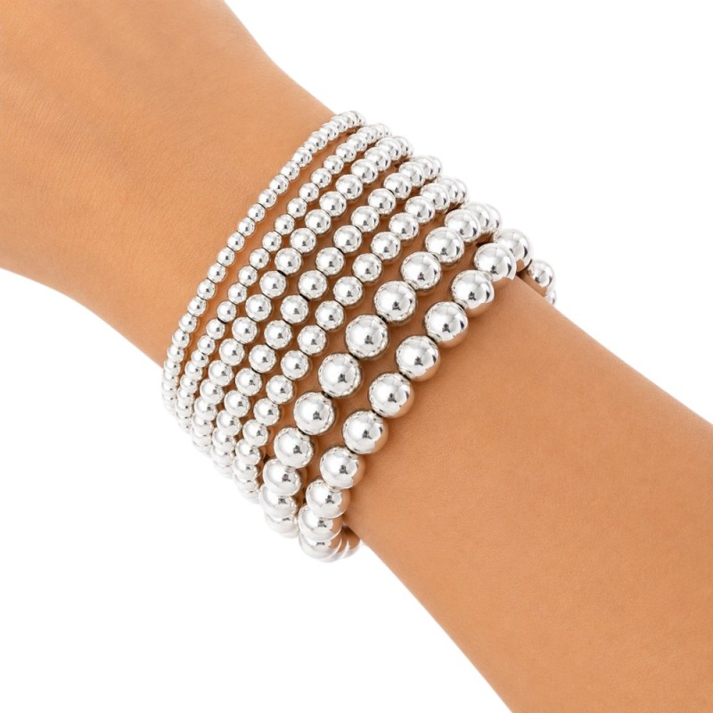 PULSERA BOLAS CHAPADO PLATA, VARIAS MEDIDAS