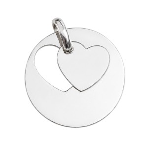 MEDALLA DE PLATA CON CORAZÓN PARA GRABAR