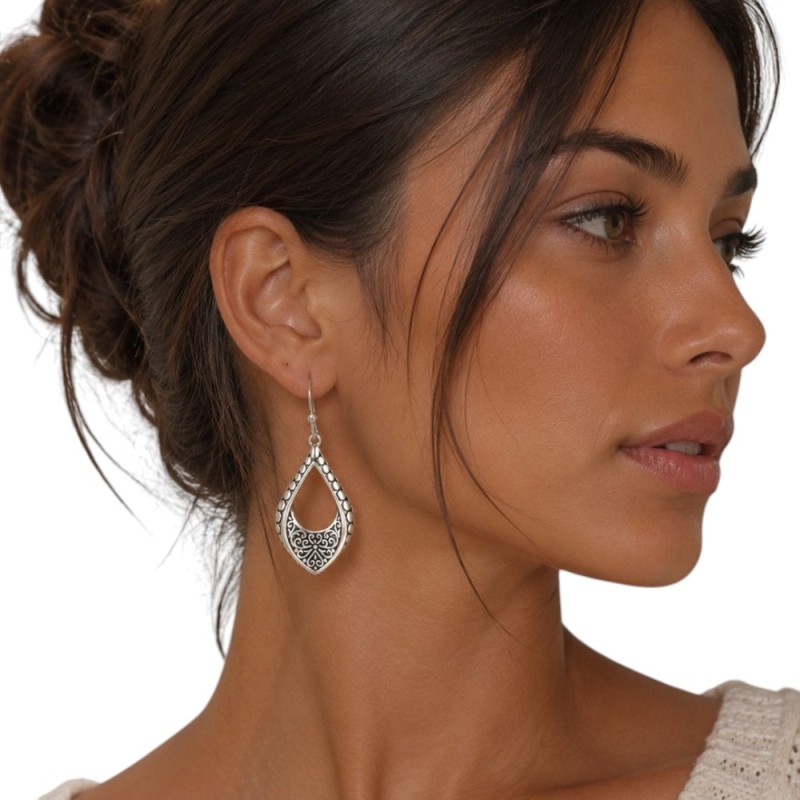 PENDIENTES BOHO FILIGRANA PLATEADOS