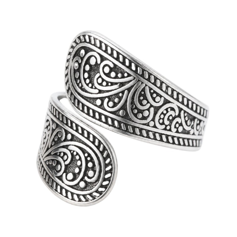 ANILLO BOHO CRUZADO PLATEADO