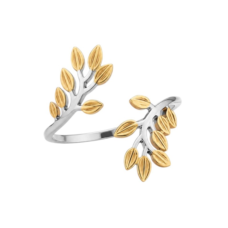 ANILLO RAMAS AJUSTABLE ACERO BICOLOR