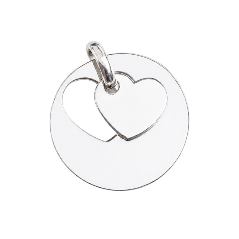 MEDALLA DE PLATA CON CORAZÓN PARA GRABAR