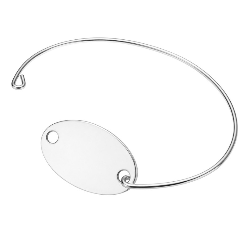 CHAPA OVALADA DOBLE TALADRO, PLATA DE 1ª LEY
