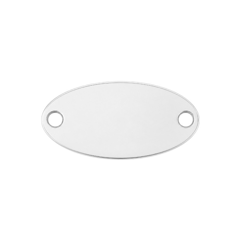 CHAPA OVALADA DOBLE TALADRO, PLATA DE 1ª LEY