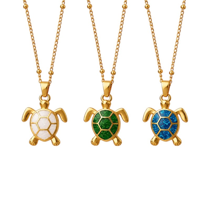 COLGANTE TORTUGA ACERO Y ORO WATERPROOF