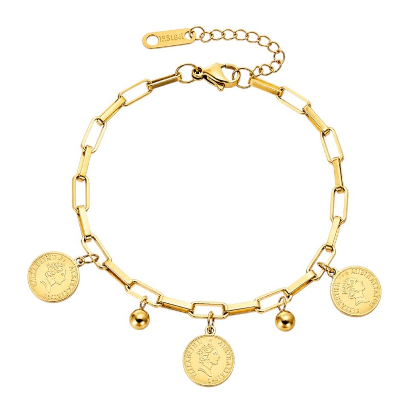 PULSERA ACERO CON MONEDITAS