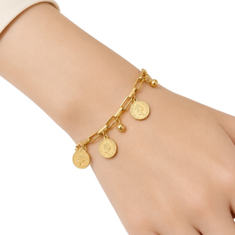 PULSERA ACERO CON MONEDITAS