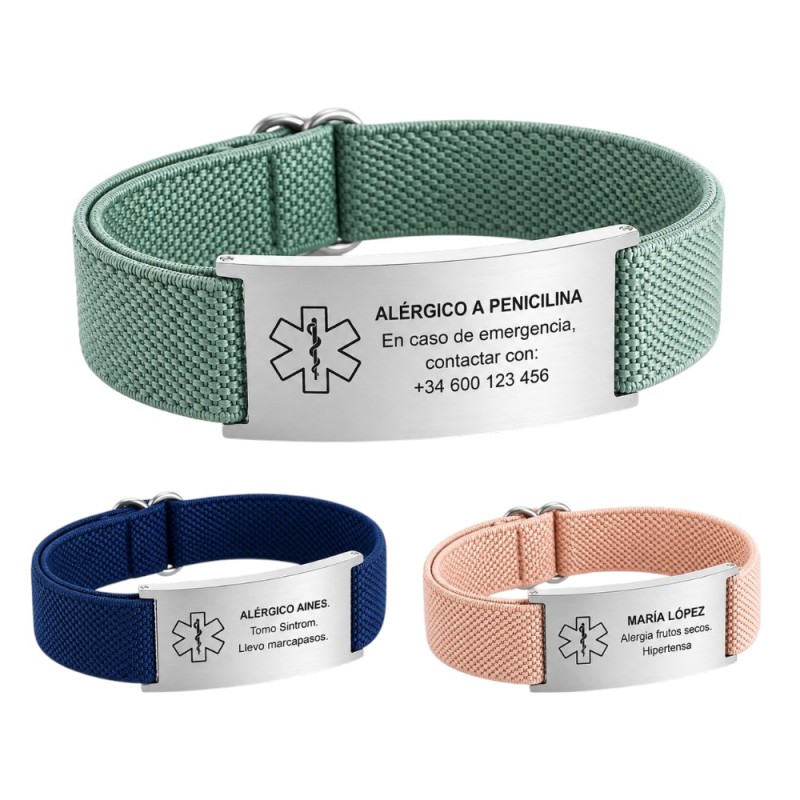 PULSERA MÉDICA ELÁSTICA PERSONALIZADA