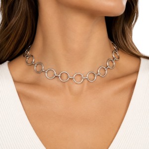 COLLAR CHOCKER CÍRCULOS, ACERO INOX