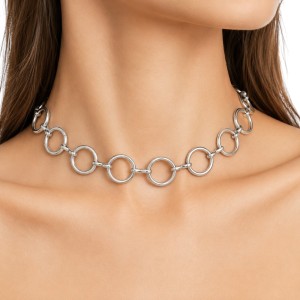 COLLAR CHOCKER CÍRCULOS, ACERO INOX