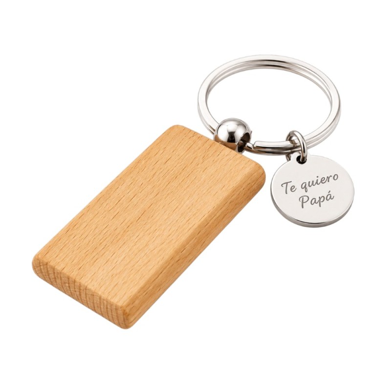 LLAVERO DE MADERA CON CHAPA PERSONALIZADA