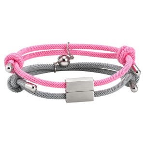 pulseras para parejas gris y rosa
