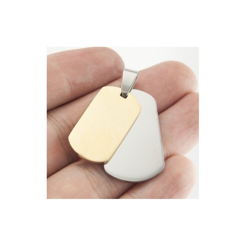 PLACAS MILITARES DOBLES BICOLOR EN ACERO INOXIDABLE