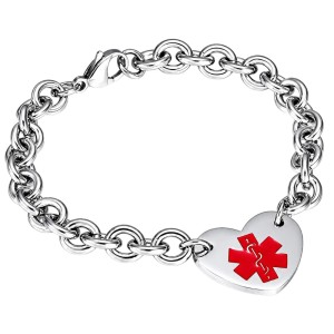 PULSERA MÉDICA MUJER CORAZÓN, ALERGIAS, ALZHEIMER
