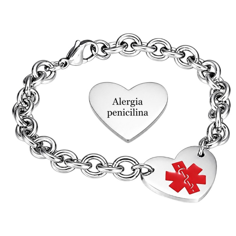 PULSERA MÉDICA MUJER CORAZÓN, ALERGIAS, ALZHEIMER