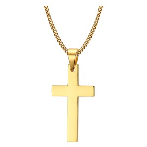 COLGANTE CRUZ LISA ACERO CON CADENA INCLUIDA