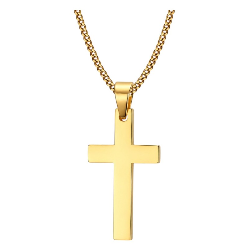 COLGANTE CRUZ LISA ACERO CON CADENA INCLUIDA