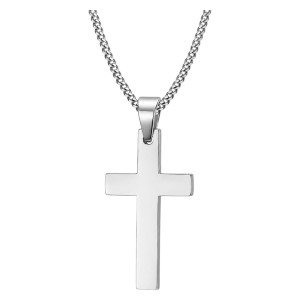 COLGANTE CRUZ LISA ACERO CON CADENA INCLUIDA