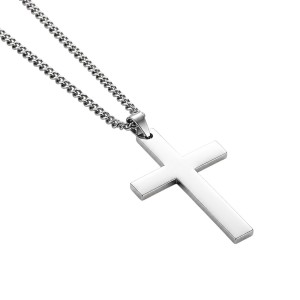 COLGANTE CRUZ LISA ACERO CON CADENA INCLUIDA
