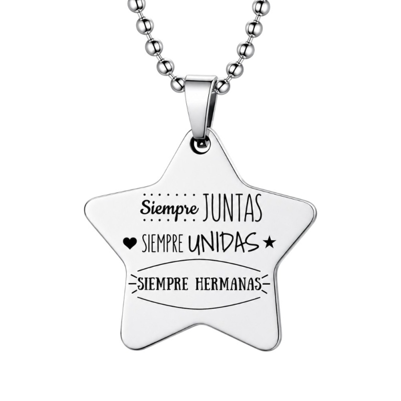 COLGANTE ESTRELLA ACERO PARA GRABAR FOTO O TEXTO